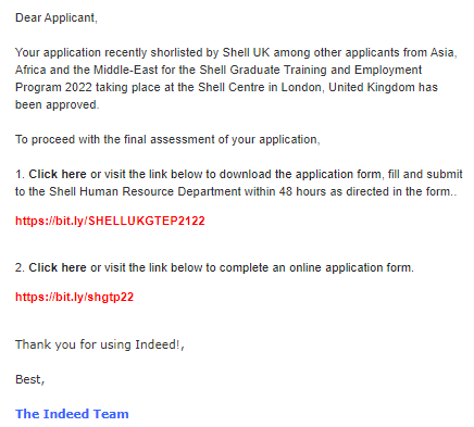 Jobfishing email scam